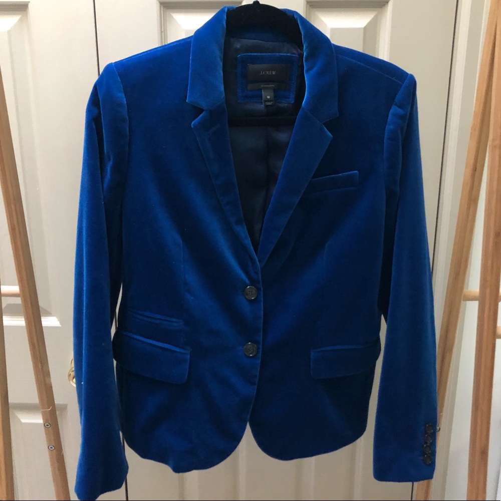 J Crew Blue Velvet Schoolboy Blazer